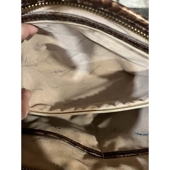 Brahmin Mini Asher Satchel Pecan Melbourne Croc Embossed Crossbody/Double Handle - Picture 7 of 12